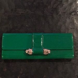 Kenneth Jay Lane green patent leather clutch